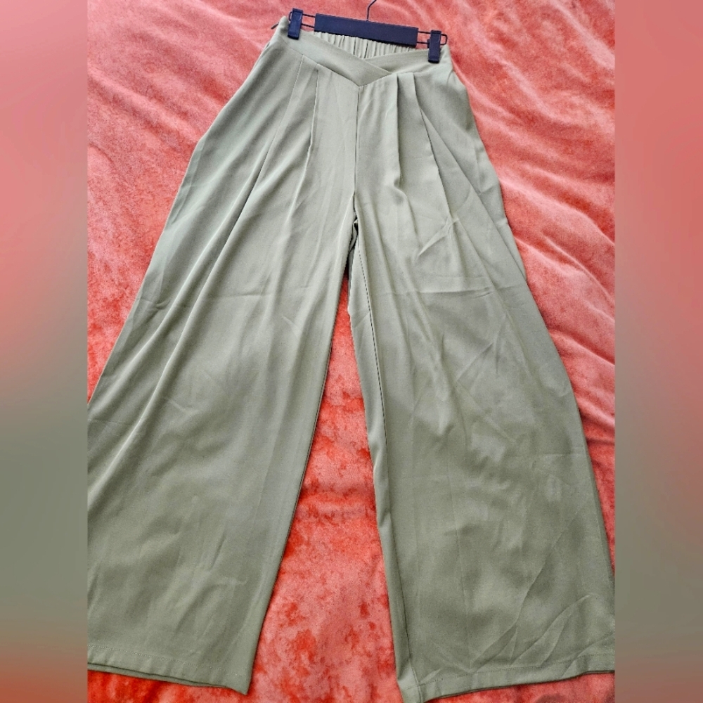 NWOT HyFve Stylish Wide-Leg Pants in Sage Green